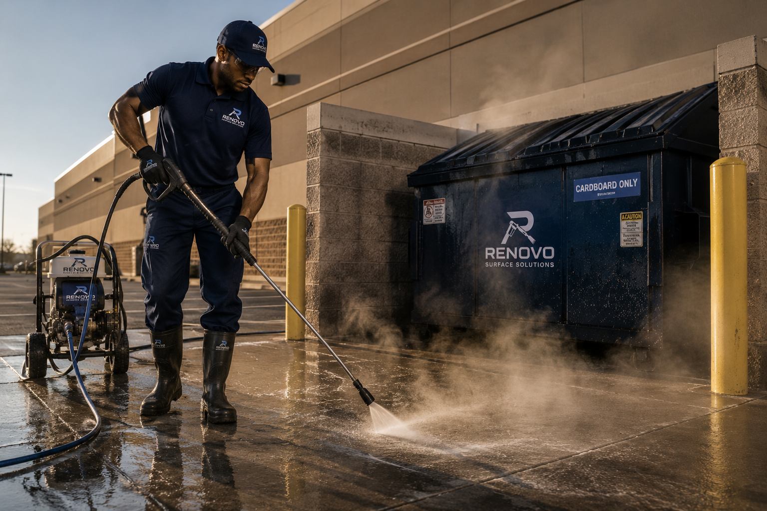 Dumpster pad cleaning